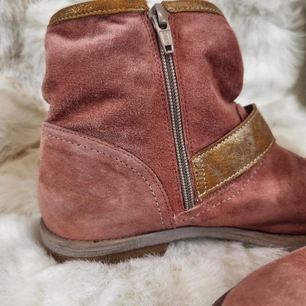 Sundance Suede Zip-Up Gold Buckle Booties - Picture 16 of 16